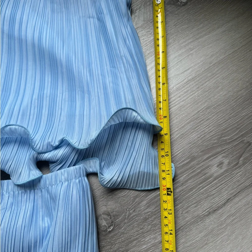 Commense Pleated layered Blue Ruffle Skirt Set size L new - Picture 4 of 5